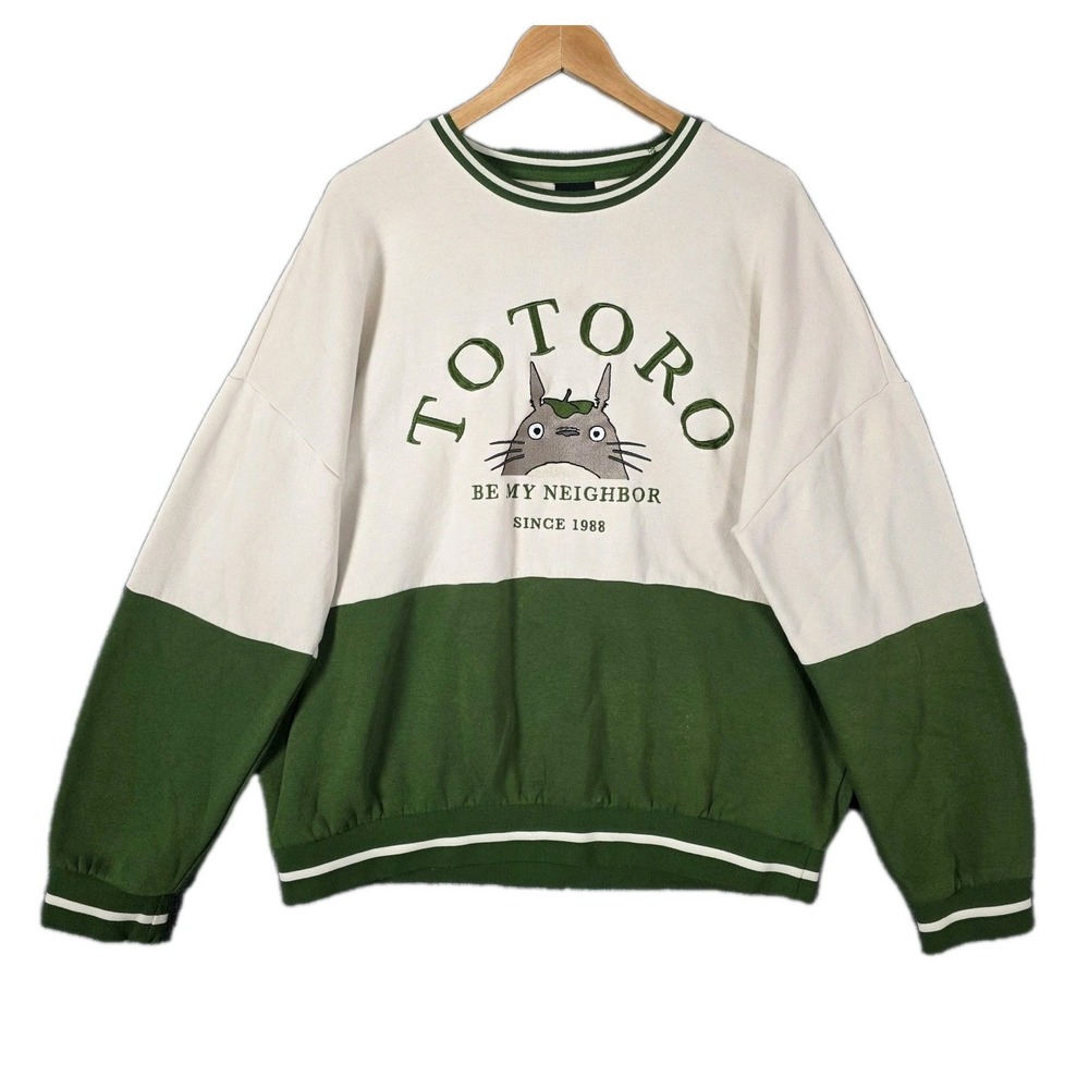 Her Universe Totoro Sweatshirt XL Studio Ghibli My Neighbor Embroidered Green
